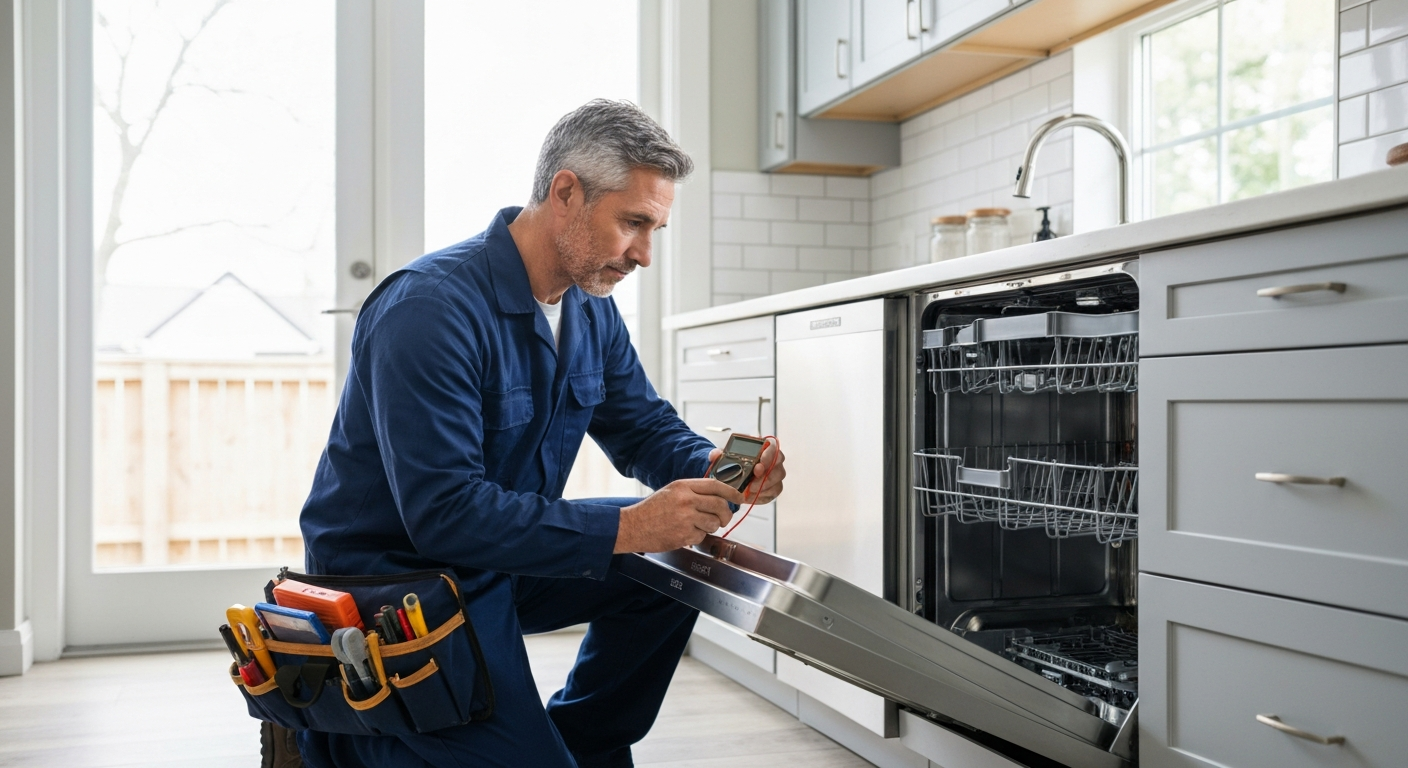 Certified dishwasher repair technician servicing Calgary